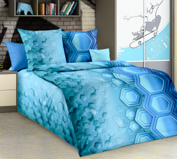 Комплект постельного белья 1,5-спальный, бязь "Люкс" (Свечение, голубой)