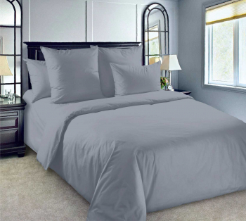 Комплект постельного белья 2-спальный с Евро простыней, перкаль гладкокрашенный (Серый)